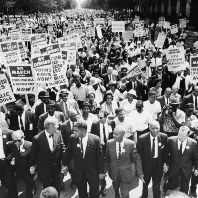 Protestors gather and march